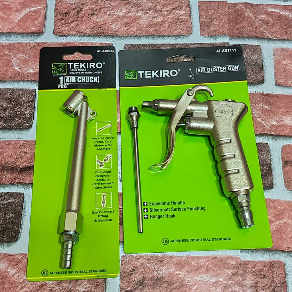 PAKET TEKIRO Peralatan Kompresor Air Duster Gun + Tire Air Chuck 6" - Semprotan Angin 2 Fungsi