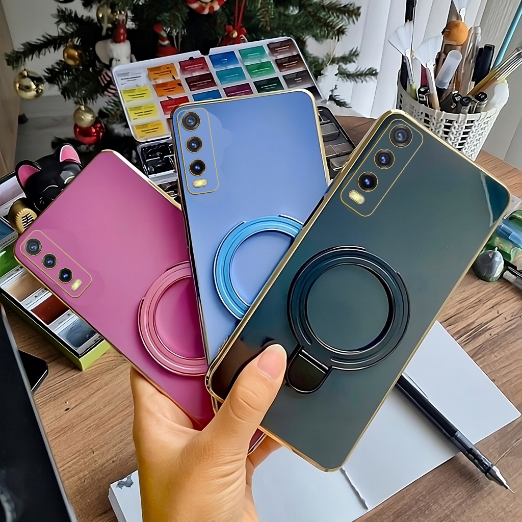Soft Case Vivo Y12s Y20 Y20s Y20i Y20a Y20t Y12 Y15 Y17 Ring Magnetic Holder Wireles Plating Mewah