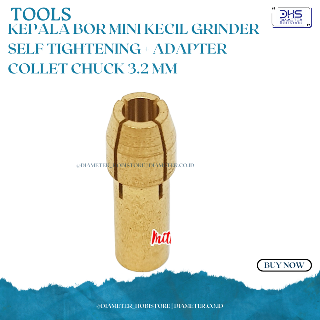 Kepala Bor Mini Kecil Grinder Self Tightening + Adapter Collet Chuck 3.2 mm