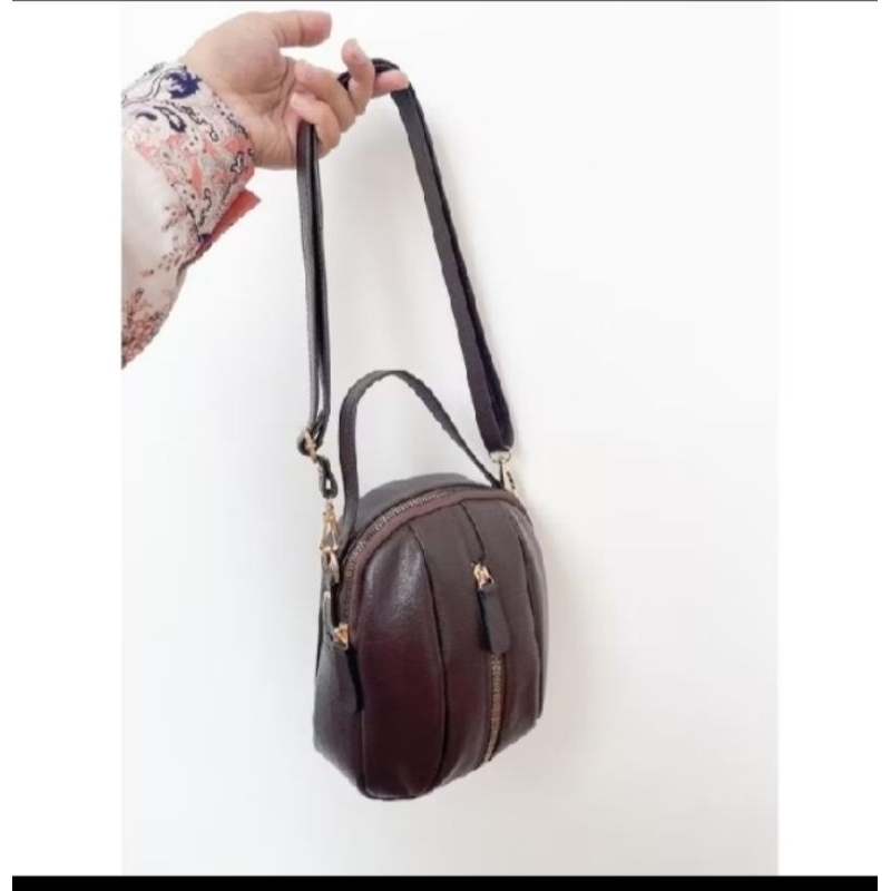 Tas wanita ukuran kecil tas selempang bahan kulit asli produk garut