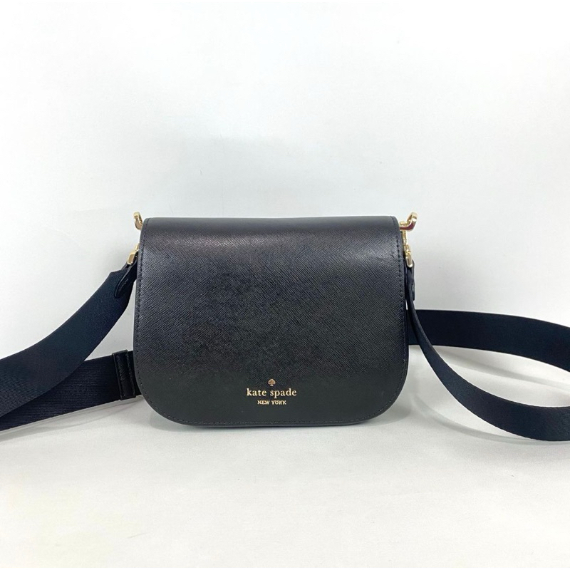 Ready ✅ Kate Spade Madisin Saddle bag Safdiano Leather Crossbody Black