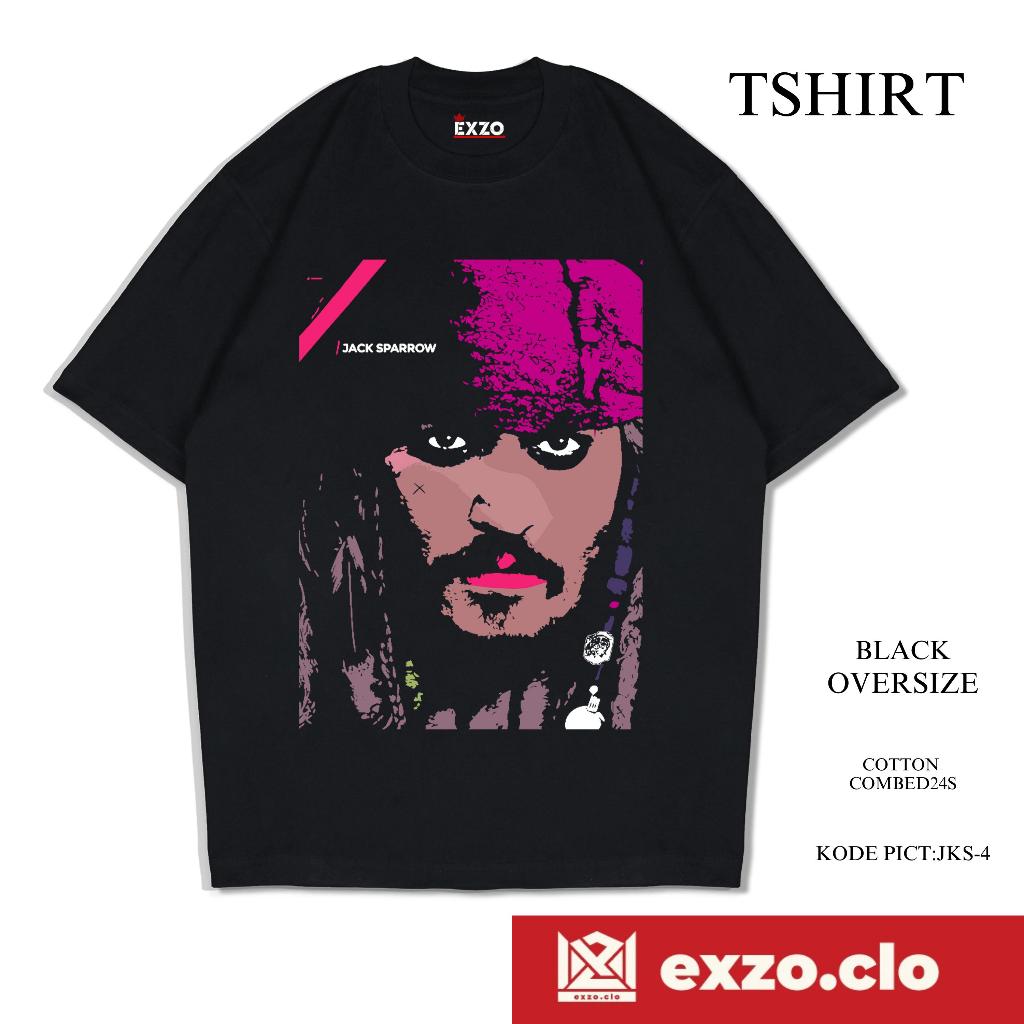 EXZO kaos JACK SPARROW BLACK OVERSIZE cotton combed24s T-SHIRT