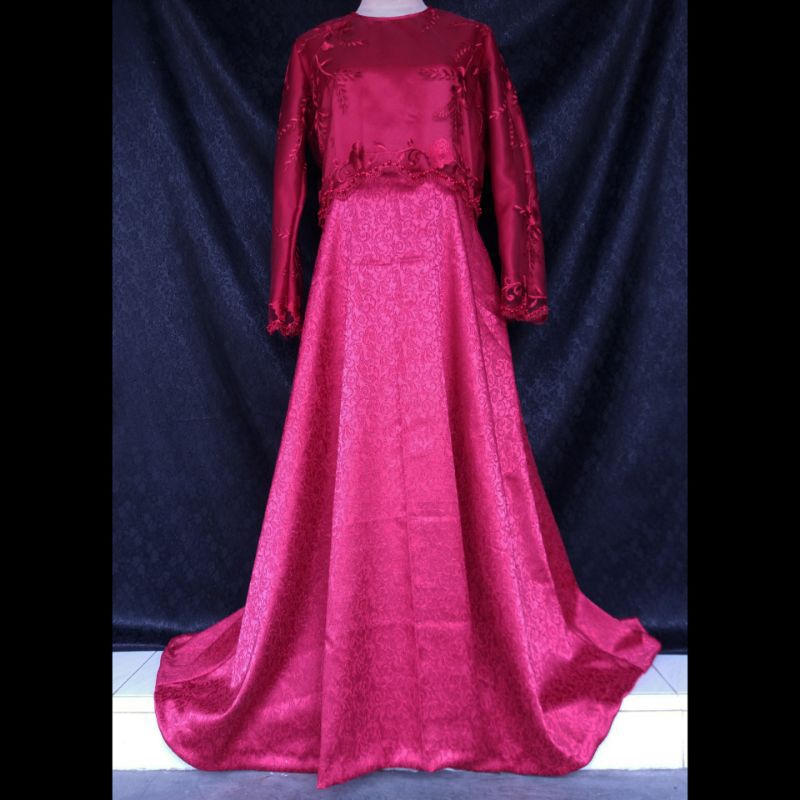 Gamis Merah Cabe Dress Satin Tile Jaguar