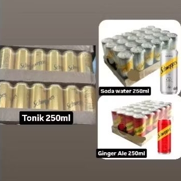 

Schweppes Air TONIK / GINGER ALE / SODA WATER minuman kaleng 250ml ( 1 dus 24 pcs )