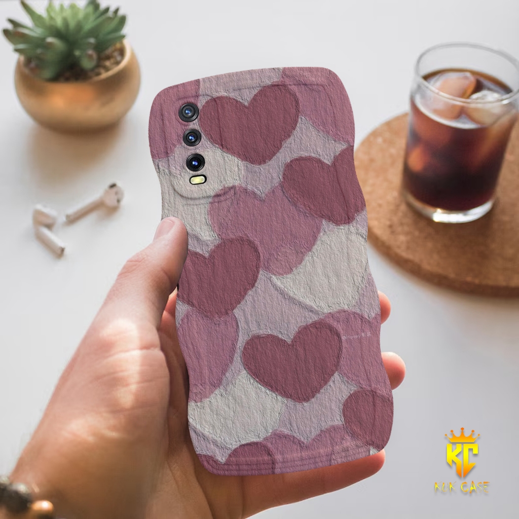 Case Gelombang VIVO Y20 / Y12S  Motif Aesthetic Bahan Softcase silicon Lentur - Skin / Casing Handpo