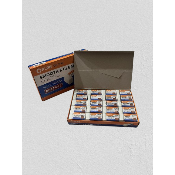 

Penghapus Pensil / Eraser Putih Orlee Dust Free Smooth & Clean Kualitas Premium (1 pak = 40 pcs)