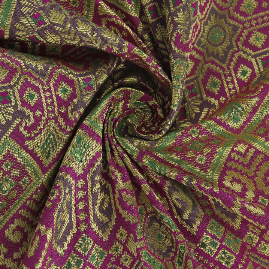Songket Motif Palembang Pink Fanta Mix Benang Gold (Pronto Moda)