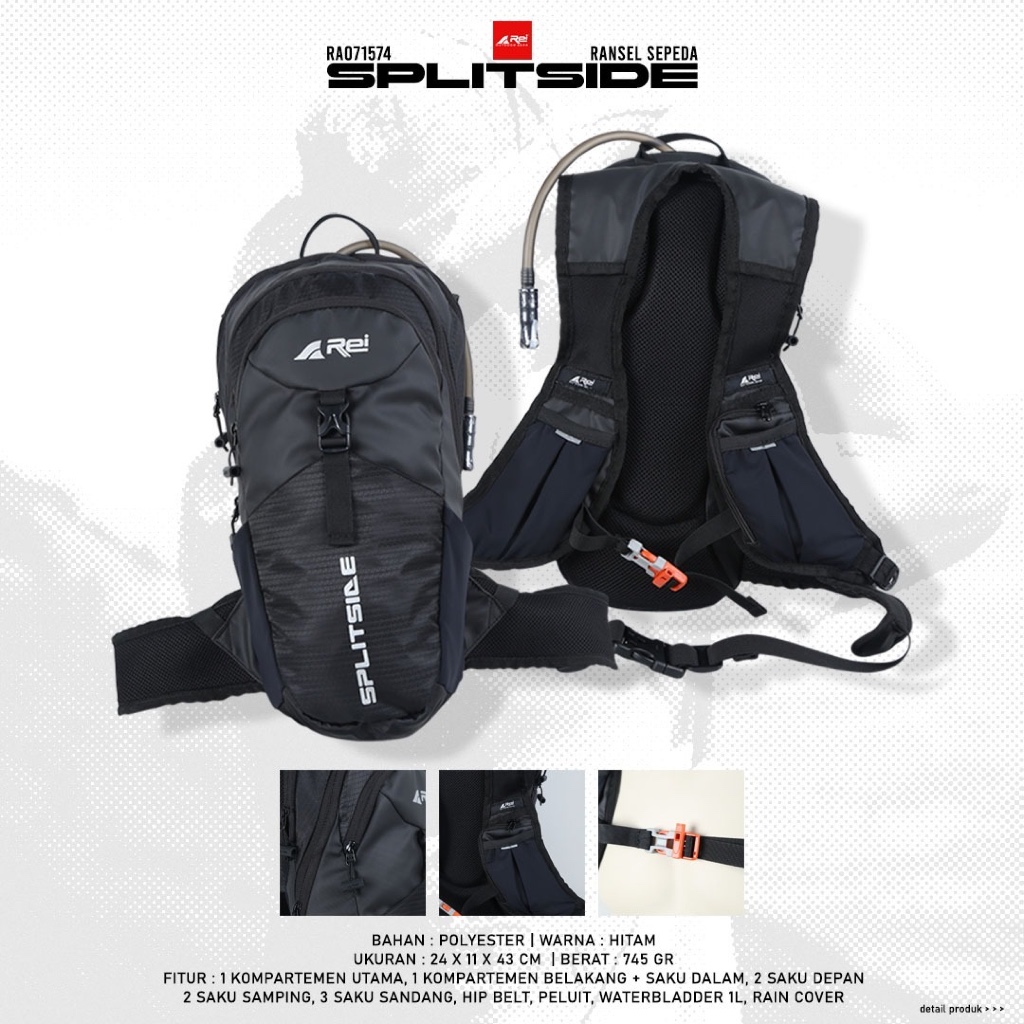 Ransel Sepeda Arei Splitside + Waterbladder Original - Tas Sepeda Rei Splitside include Raincover