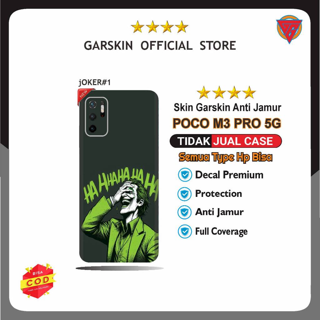 Garskin Poco M3 Pro 5G Skin Anti Gores Motif Joker isi 2 item
