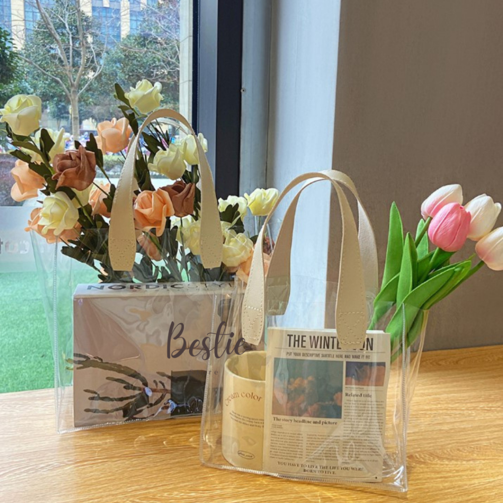 

Bestie Tas Hampers Goddie Bag Kado Mika PVC Transparan Polos Handel Kulit Premium