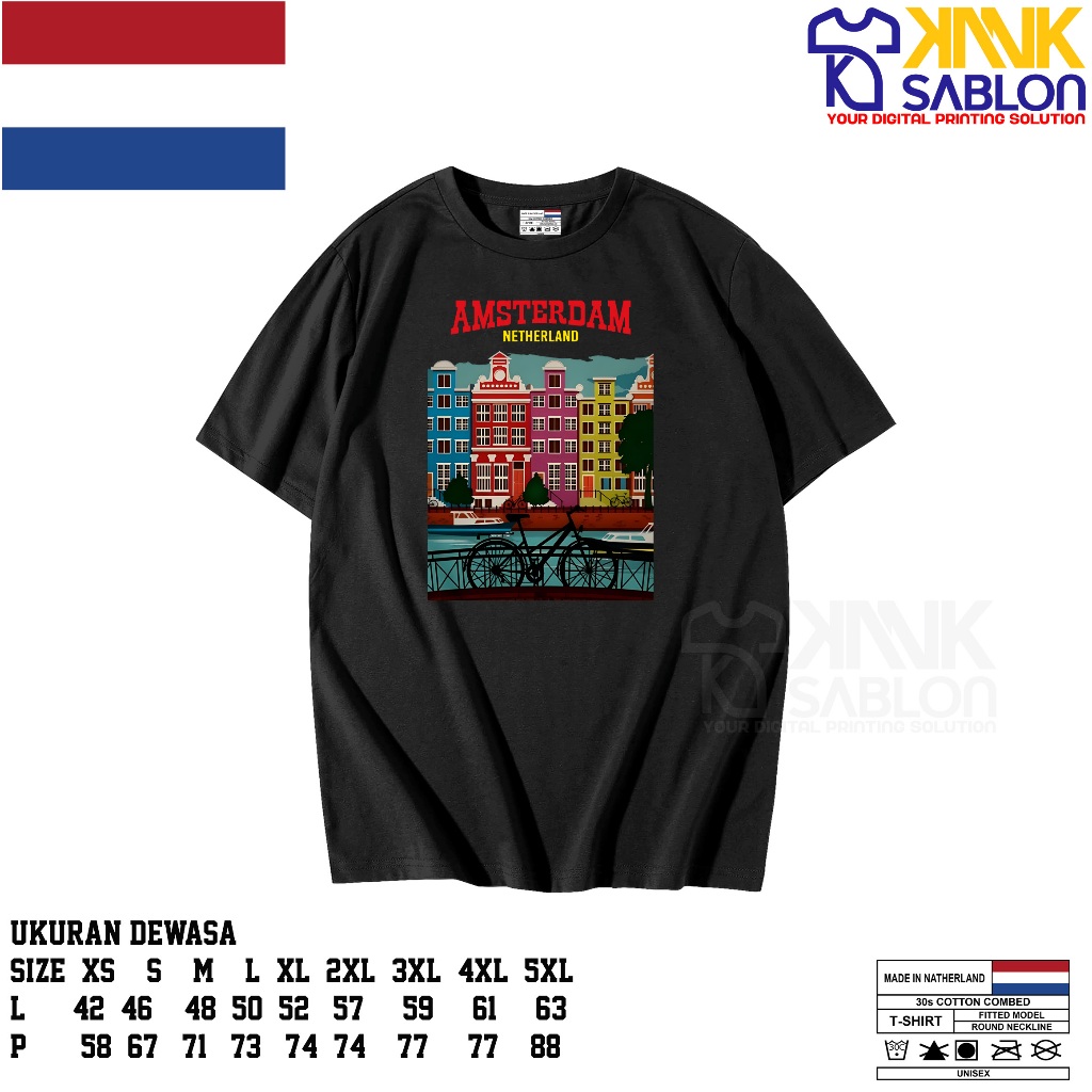 KAOS T-SHIRT SOUVENIR OLEH OLEH BELANDA AMSTERDAM NETHERLANDS - Baju Oleh-Oleh Belanda Amsterdam Ban