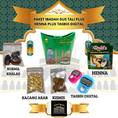 

paket ibadah dus tali plus henna plus tasbih digital oleh-oleh umroh haji