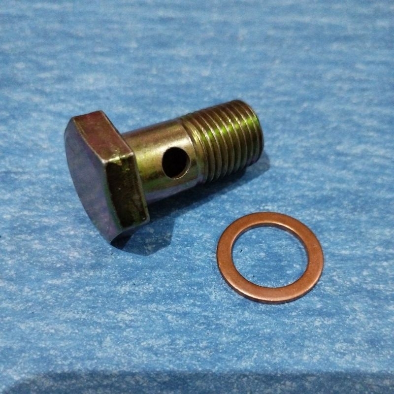 14mm Bolt Joint Baut Nempel Oli / Solar Drat Kasar Pitch 1.50 + Ring Tembaga Tebal