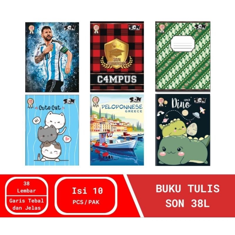 

[1 PACK / 10 BUKU] BUKU TULIS SON 38 LEMBAR / BUKU TULIS 38 LBR SON