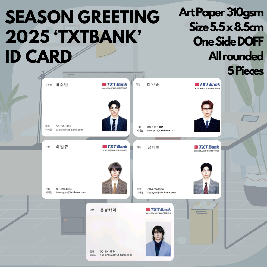 

[KUKIRA] ID Card Tomorrow TXTBANK Season Greeting 2025 Soobin Yeonjun Beomgyu Taehyun Hueningkai