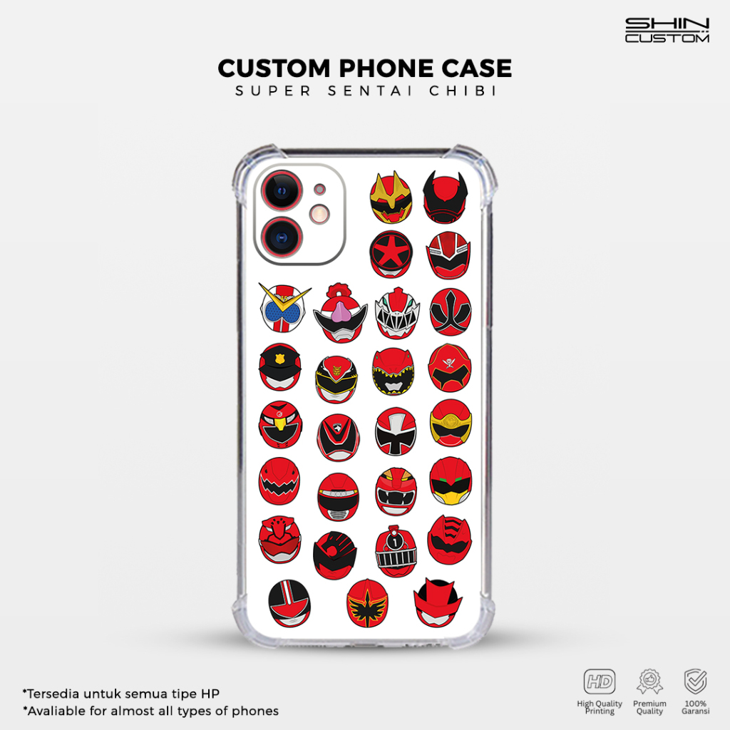Custom Case HP All Red Super Sentai Power Ranger Gozyuger Chibi – Desain Lucu Tokusatsu – Bisa untuk