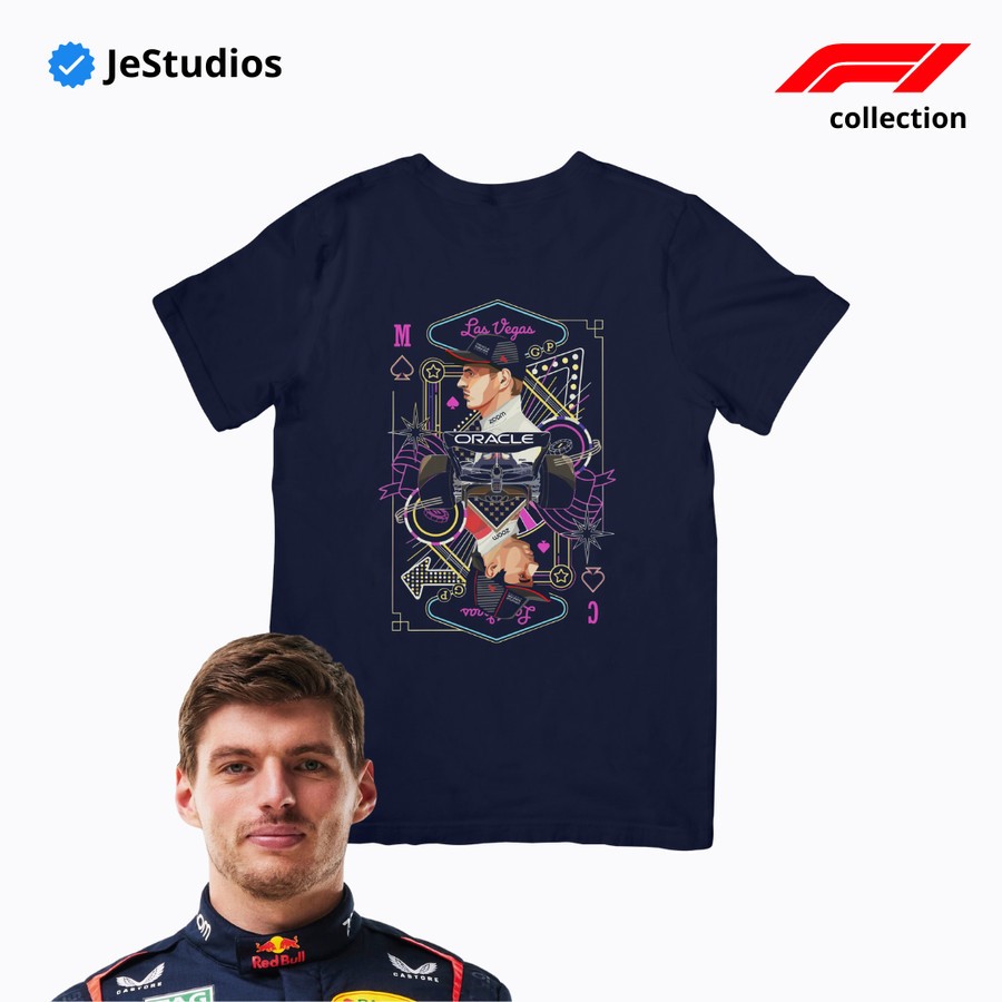 Kaos Distro F1 Max Verstappen Vegas Formula 1 Redbull T-Shirt Tshirt T Shirt