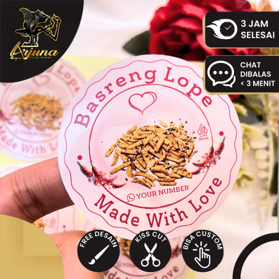

9-15 Sticker Custom Cemilan Jajanan Basreng Stiker Makanan Pouch Free Desain Label Bisa Rubah Nama