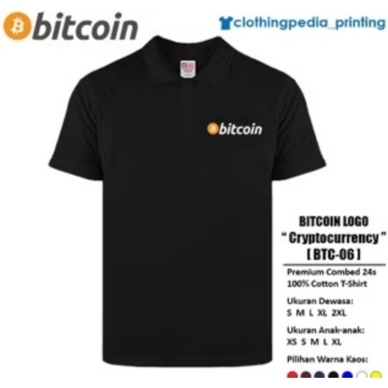POLO SHIRT BITCOIN/KAOS KERAH BITCOIN LOGO COIN CRYPTOCURRENCY CASUAL KEREN