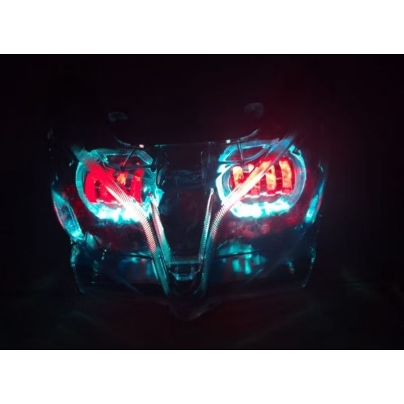 Headlamp Kedok Batok Kepala Lampu Depan Vario 125 Old Techno Custom Biled Lensa 4 Mata Set Lampu Ali