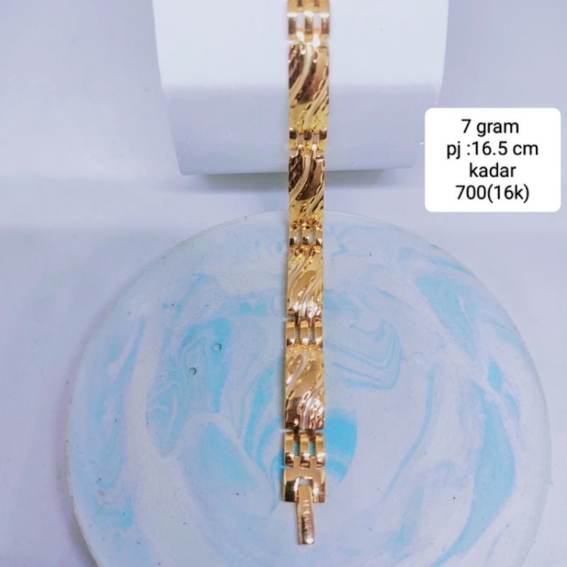 gelang tangan emas model plat ukir mas kadar 700(16k)