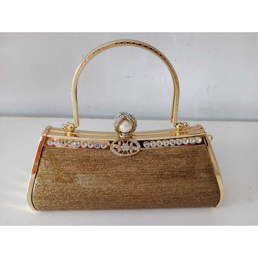 Tas Pesta Wanita Farnell Clutch Branded Gold