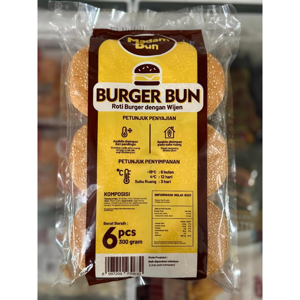 

Madam Bun Roti Burger Wijen isi 6pcs 300g - Roti Burger Wijen