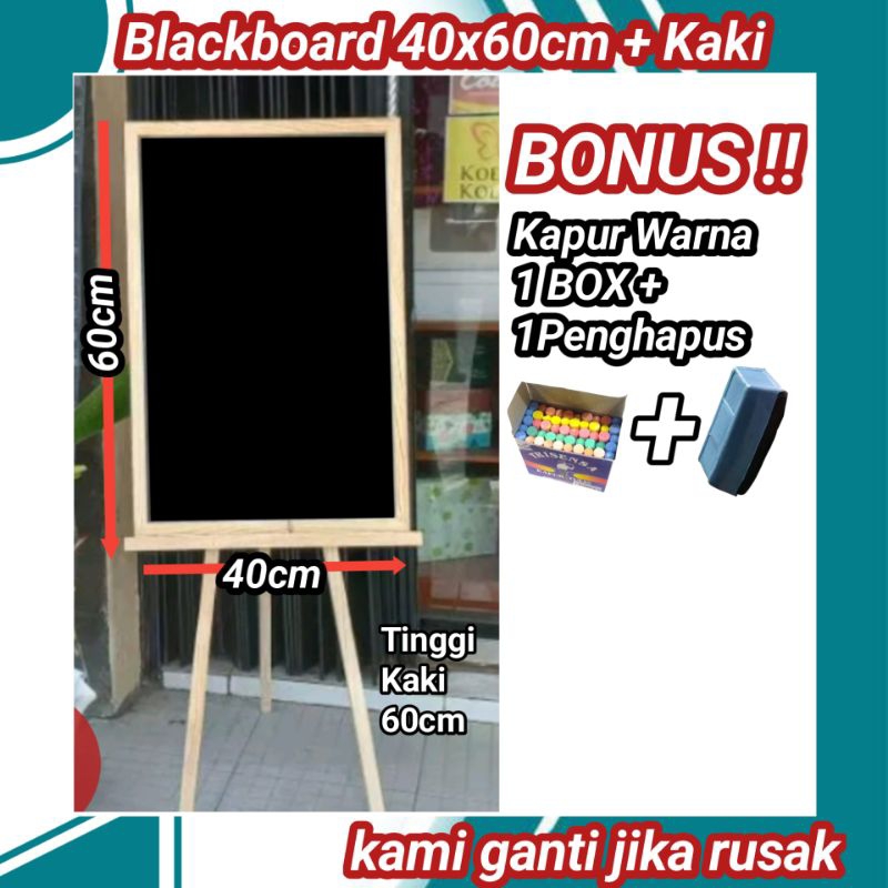

Papan Tulis Blackboard 40x60cm + Kaki (Bonus Kapur 1 Box & Penghapus) LR10