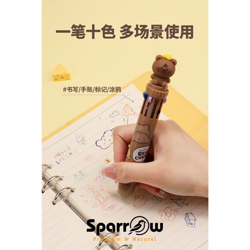 

SPARROW Pen Silikon / Silicone Pen / Pen Karakter Lucu Cantik 10 Warna BEAR CHEESE (7493)