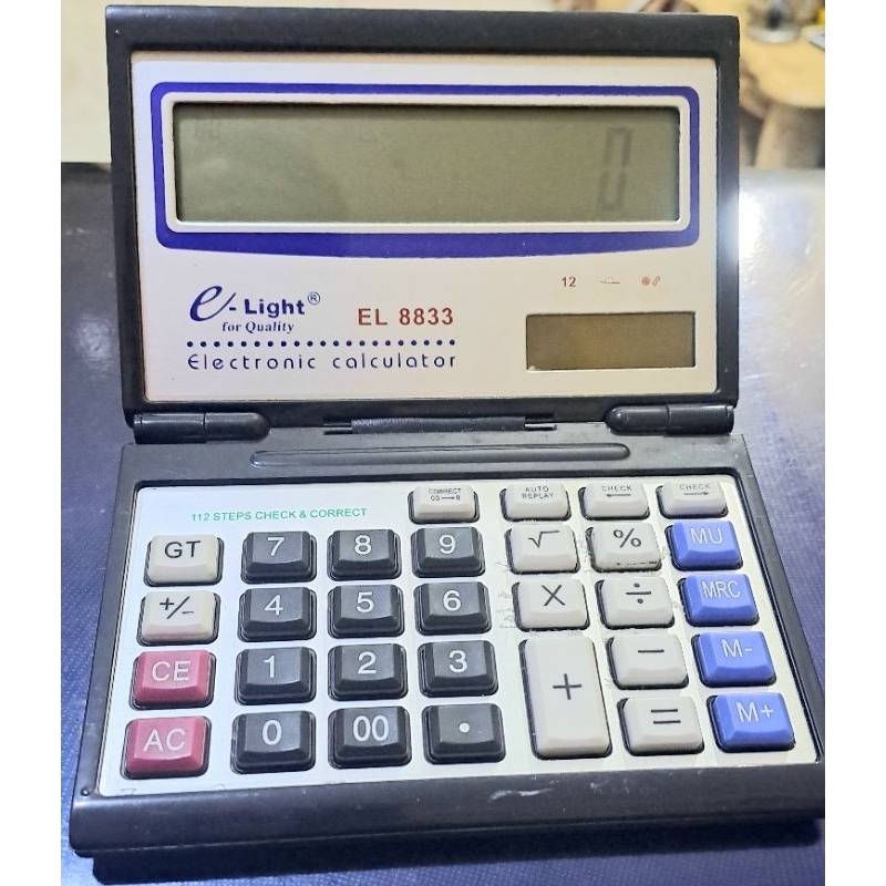 

EL Light Electronic Calculator 8833 Kalkulator Lipat Check & Correction > Kalkulator 12 Digit