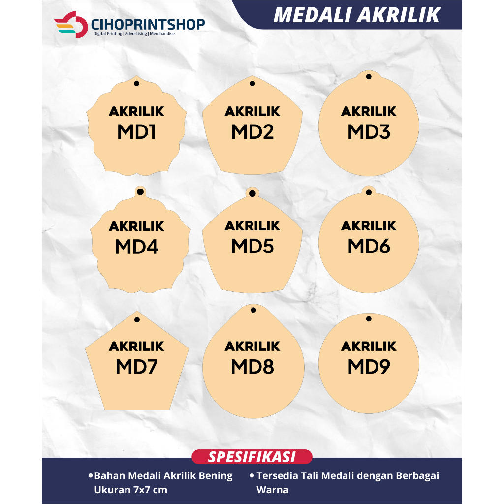 Medali Akrilik Bening Polos Custom/Medali Akrilik/Bahan Medali