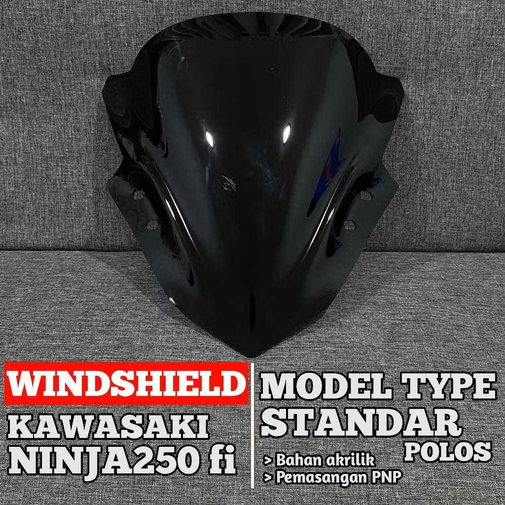 VISOR WINDSHIELD NINJA 250 FI 2013-2017 MODEL STANDAR VISOR NINJA 250 FI NEW FULL AKRILIK