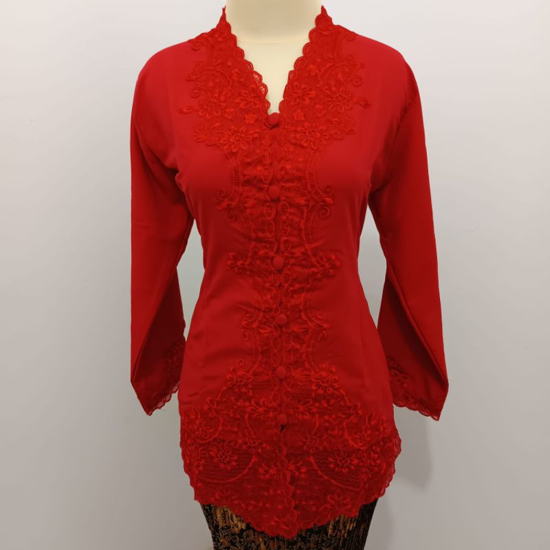kebaya encim merah senada