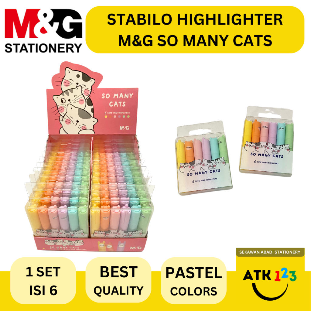

Highlighter Stabilo Penanda Pastel M&G Set isi 6 “So Many Cats”