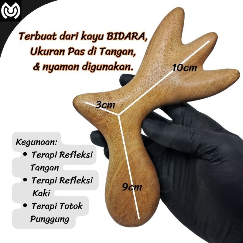 Alat Terapi Pijat Refleksi Dan totok punggung Profesional model Cakar dari kayu Bidara Pijat Tubuh