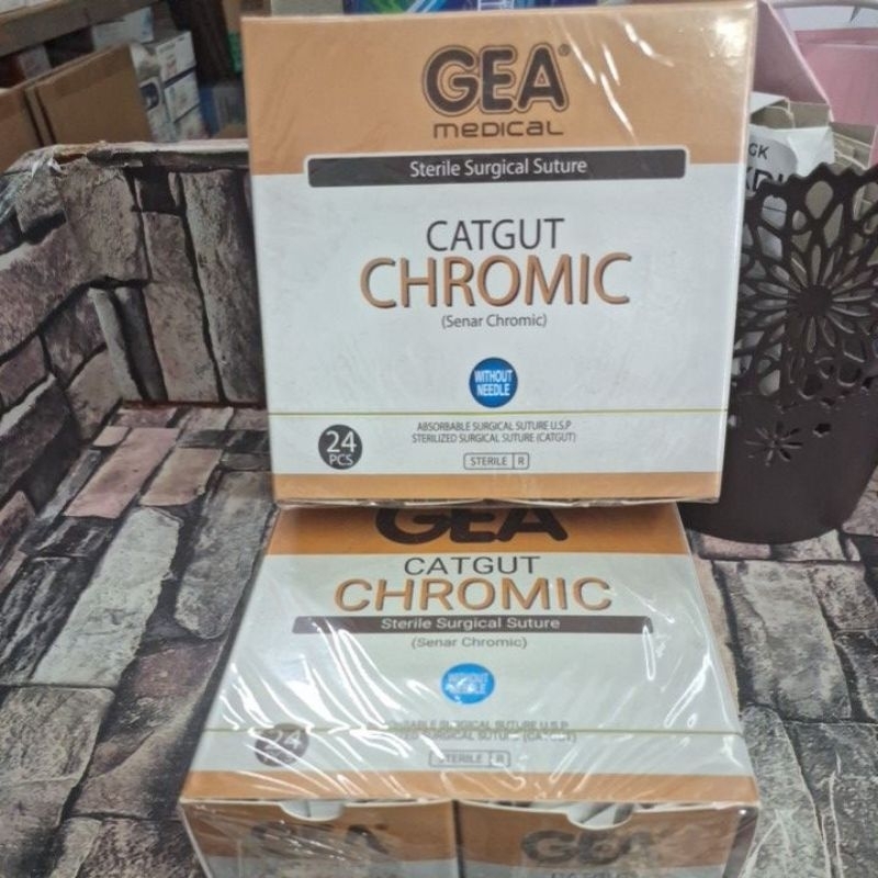 Catgut Chromic tanpa jarum 2/0 gea/gea chromic without needle 2/0