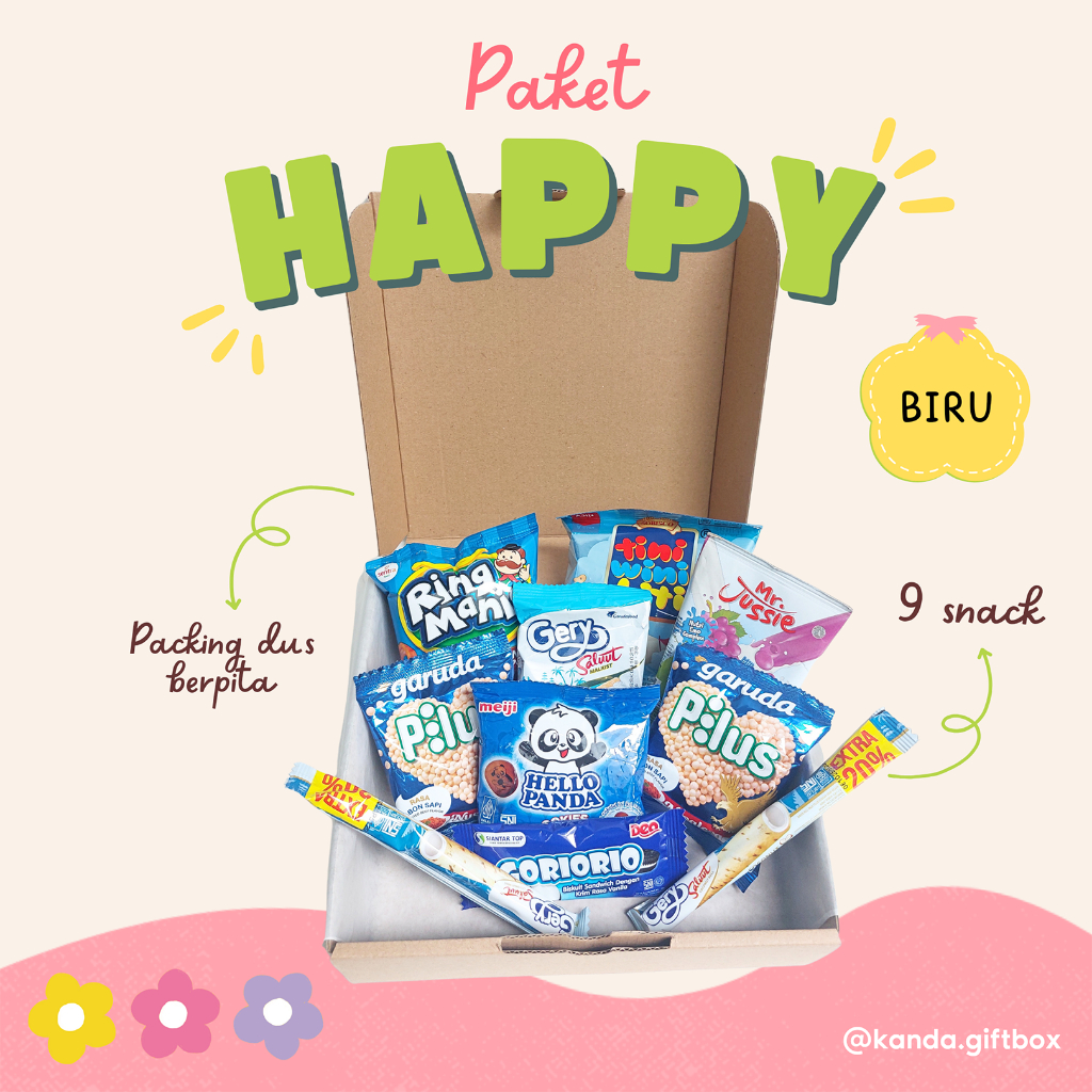 

Paket Happy - Hampers Snack - Hampers Lebaran - Giftbox Snack - Kado Ulang Tahun - Kado Wisuda - Kado sempro