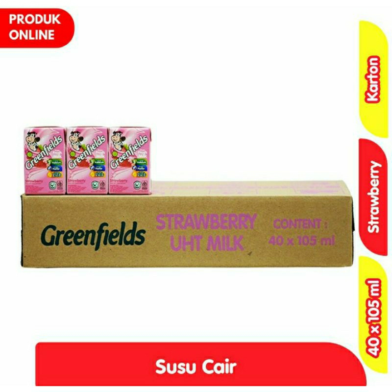

Greenfields Susu Cair Strawberry UHT Milk 40 x 105 ml