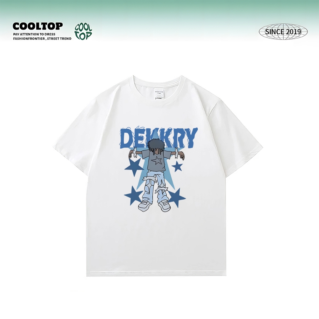 COOL TOP Baju Oversize Kaos Pria keren Kaos Baju Cowok t shirt | Kaos Putih 100% Cotton