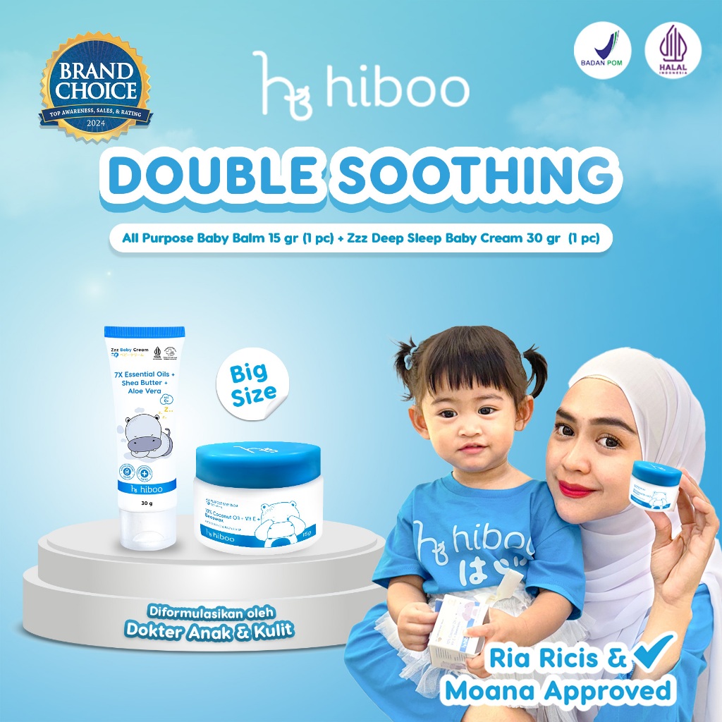 hiboo Special Bundling All Purpose Baby Balm 15g & Zzz Deep Sleep Baby Cream 30g Calming Baby Balsem