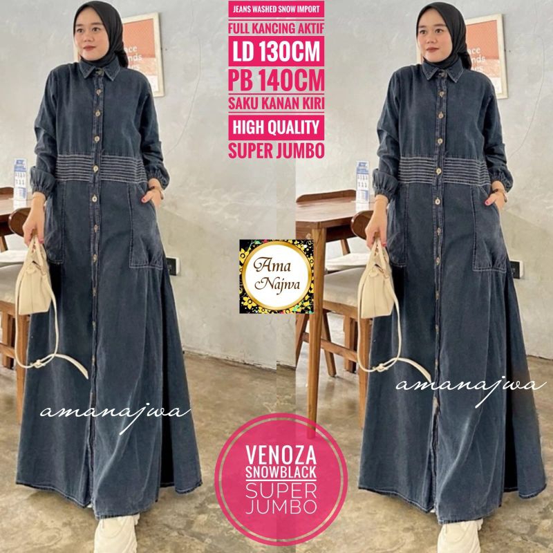 JUMBO LD130 dan LD 110 cm VENOZA GAMIS JEANS WANITA by amanajwa
