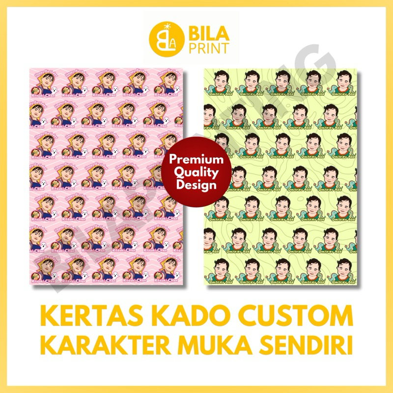 

Kertas Kado Custom Karakter Kartun Muka Sendiri