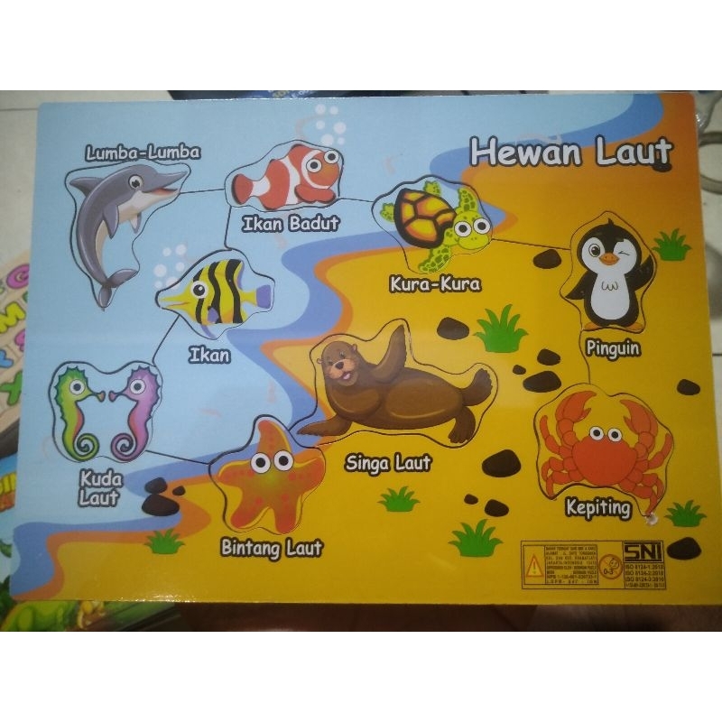 Puzzle kayu bongkar pasang mainan edukasi anak abjad angka huruf Hijaiyah dan tema lainnya termurah