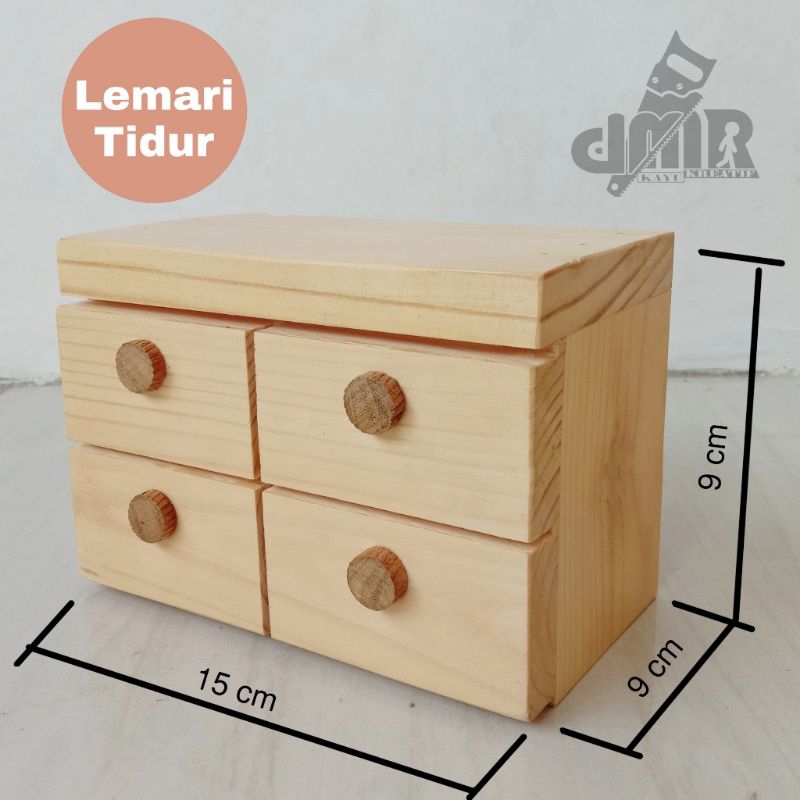 Lemari Meja Nakas Laci Mini Miniatur Kayu