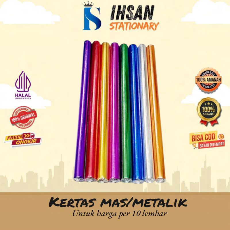 

Kertas Metalik/Emas/Mengkilap/Marmer 64 X 49 CM Isi 10 Lembar