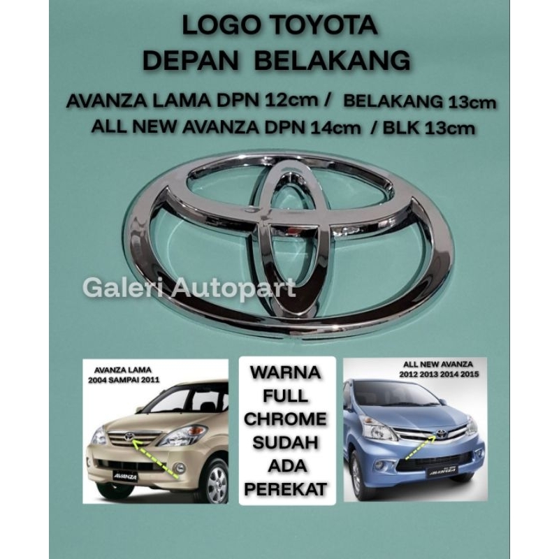 Emblem Logo Toyota Mobil Avanza Lama Dan All New Avanza Depan Belakang
