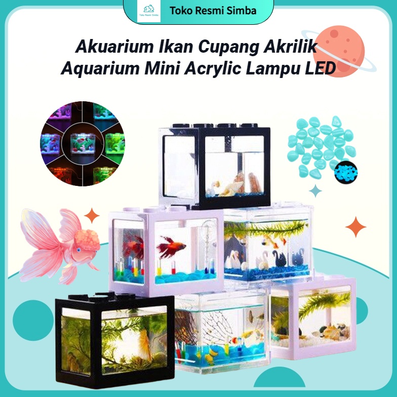 Memang Keren 12x8cm Akuarium Ikan Cupang Akrilik Aquarium Mini Acrylic Aquarium Mini Cupang Hias Ema