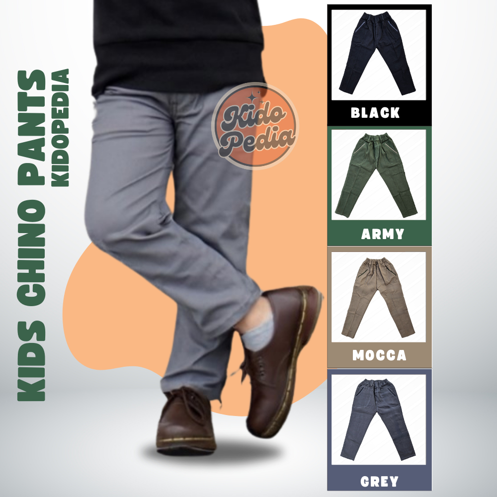 KIDOPEDIA - Celana Chino Anak Panjang Celana Chinos Polos Celana Anak Laki-laki | Usia 3-16 thn
