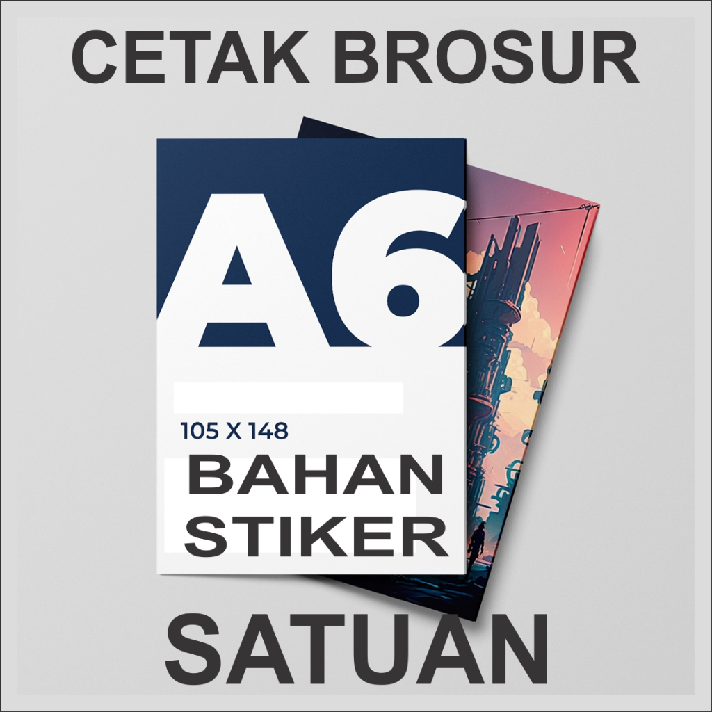 

Cetak stiker ukuran A6 Glossy brosur stiker ukuran a6 satuan semua ready packing aman
