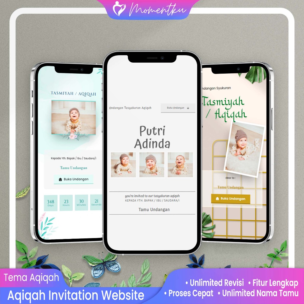Undangan Digital Aqiqah - Undangan Website - Undangan Online Website Tema Tasmiyah